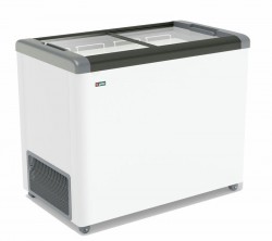 ЛАРЬ МОРОЗИЛЬНЫЙ GELLAR FG 350 С ПРЯМОЕ СТЕКЛО СЕРЫЙ (ПРОПАН)