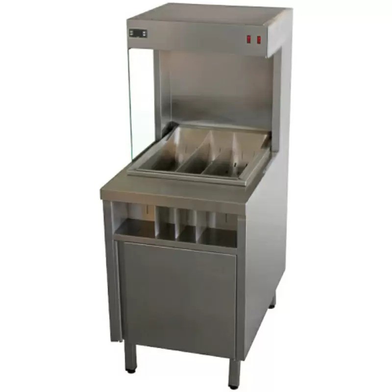 Стол тепловой Simeco 600х750х1500 д/картофеля-фри с распашной дверью с 1-ой скобой д/совка с поликарбонатом s_ст0607